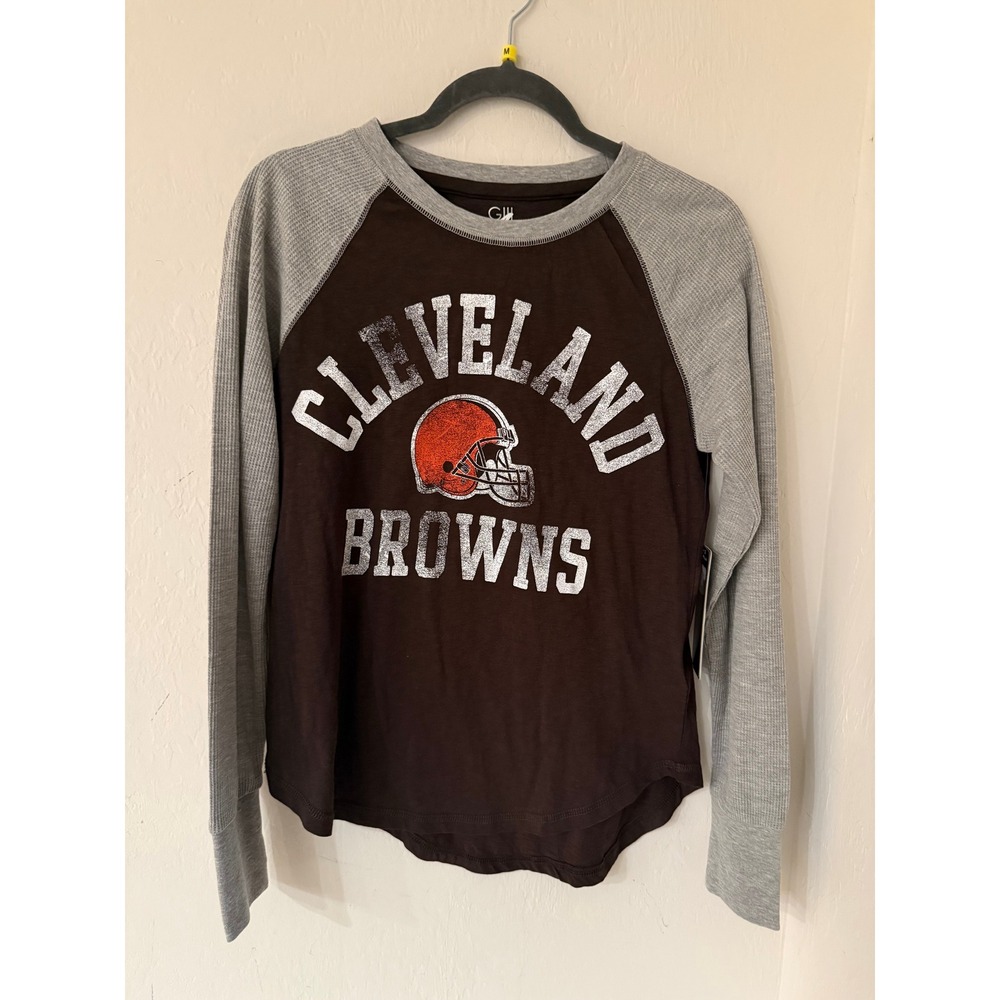 G-III 4Her Cleveland Browns Womens Brown/Gray Thermal Shirt Size Medium NWT